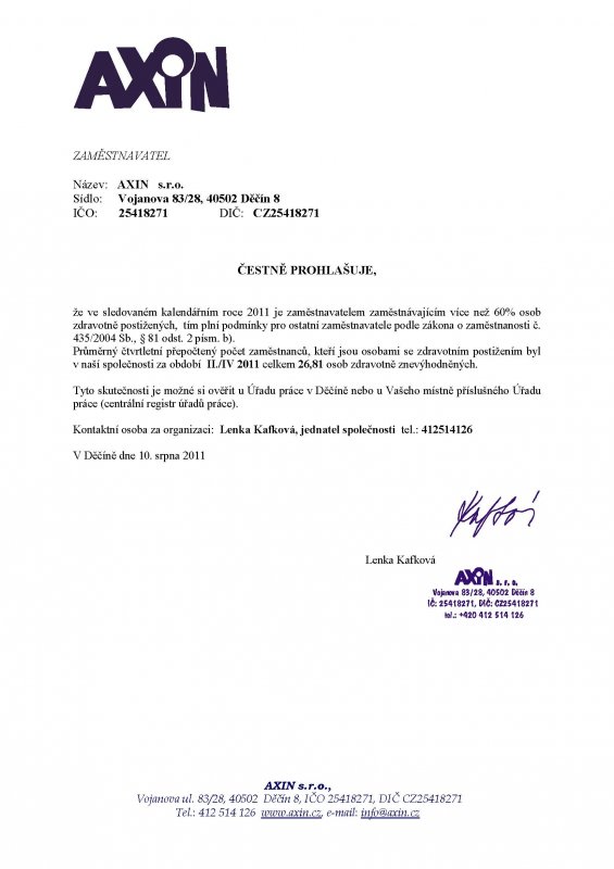čestné prohlášení II./IV. 2011